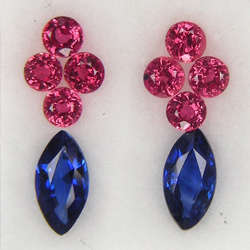 SPECTACULAR PAIR!!! 0.37cts 100% GENUINE NATURAL ROYAL BLUE SAPPHIRES AND RUBIES - R 1'832.00